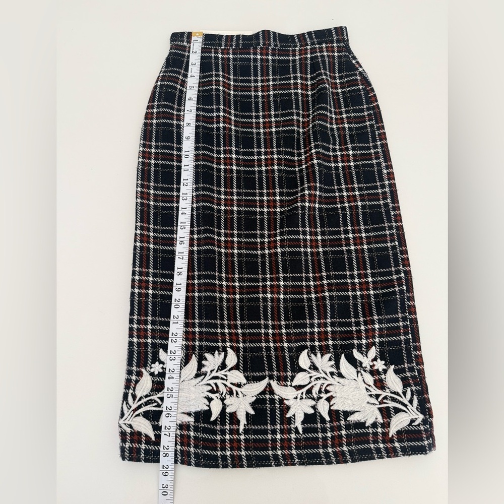 NWT Fanm Mon Navy Plaid Tweed Ruffle Skirt Set - Picture 7 of 15